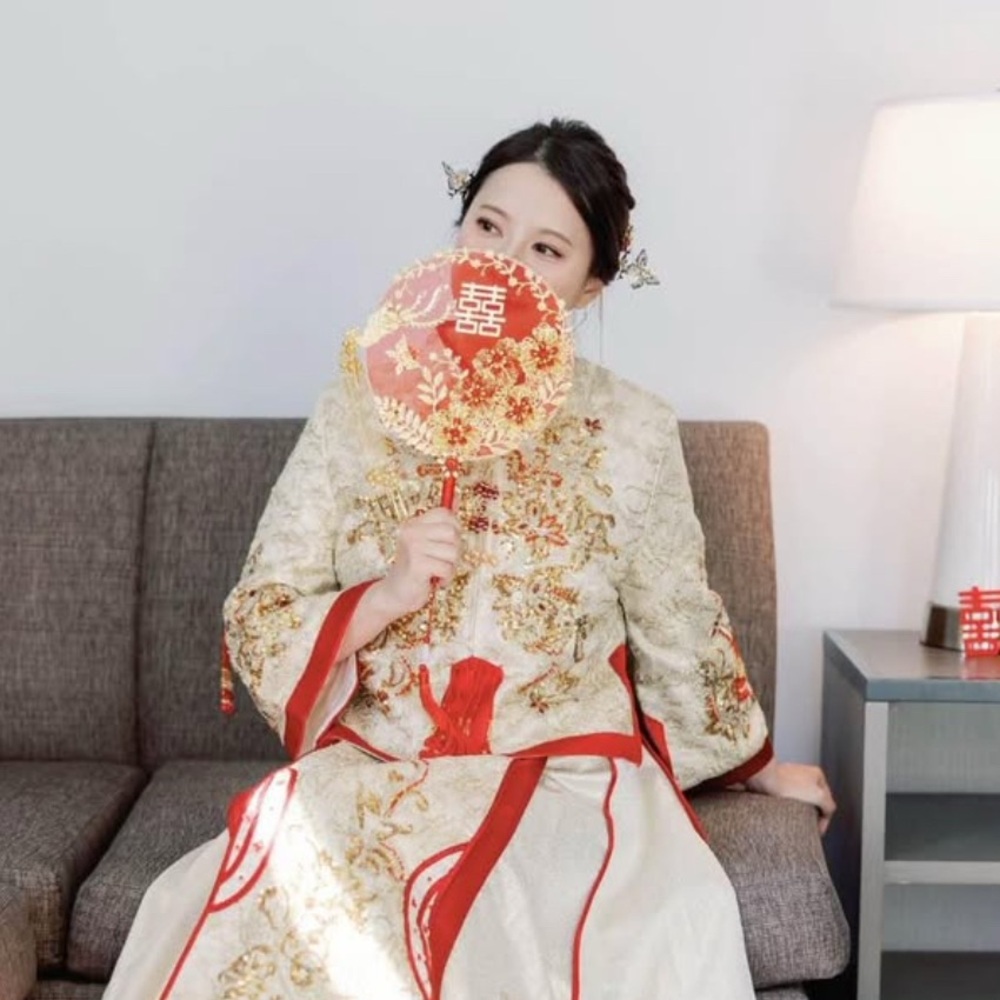 Chinese Phoenix Bridal Fan - Picture 2 of 3